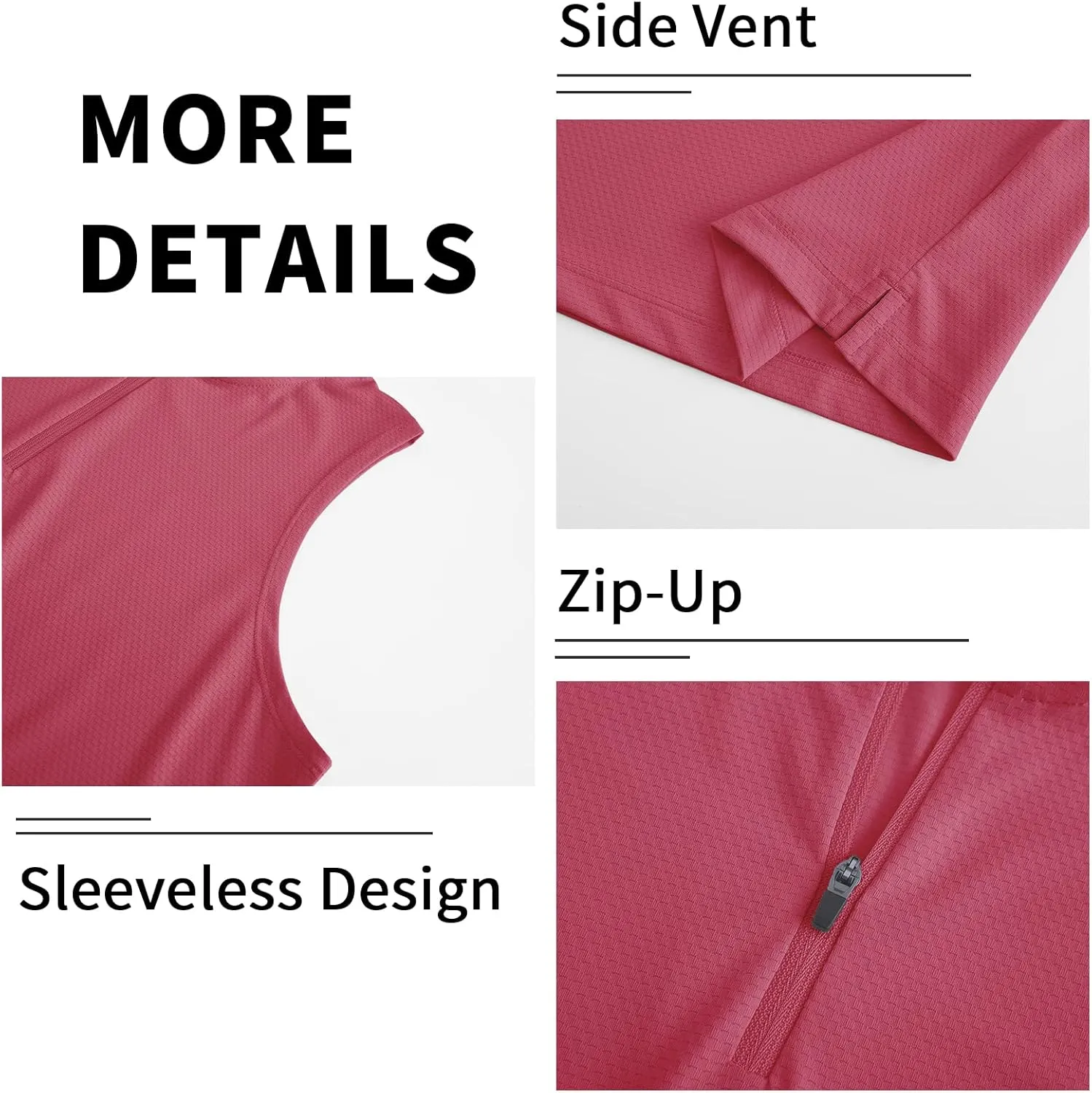 LastFor1 Women's Golf Polo Sleeveless Shirt Zip-Up UPF 50  UV Protection Athletic Tops Slim Fit Quick Dry Lightweight