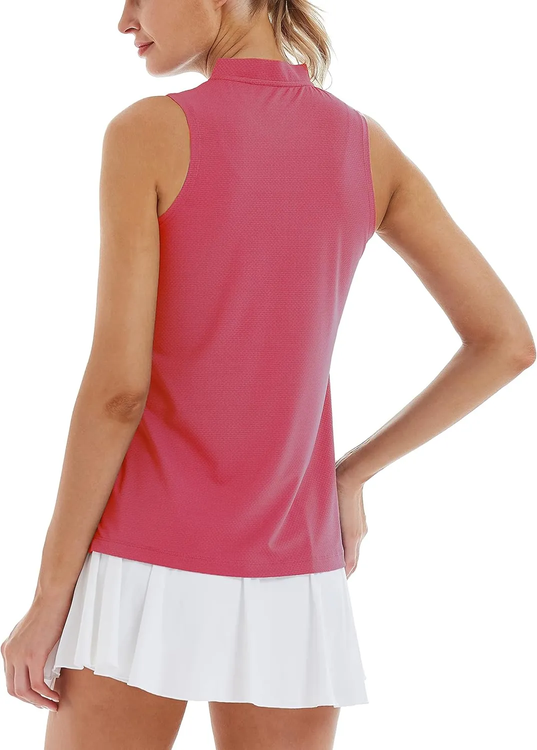 LastFor1 Women's Golf Polo Sleeveless Shirt Zip-Up UPF 50  UV Protection Athletic Tops Slim Fit Quick Dry Lightweight