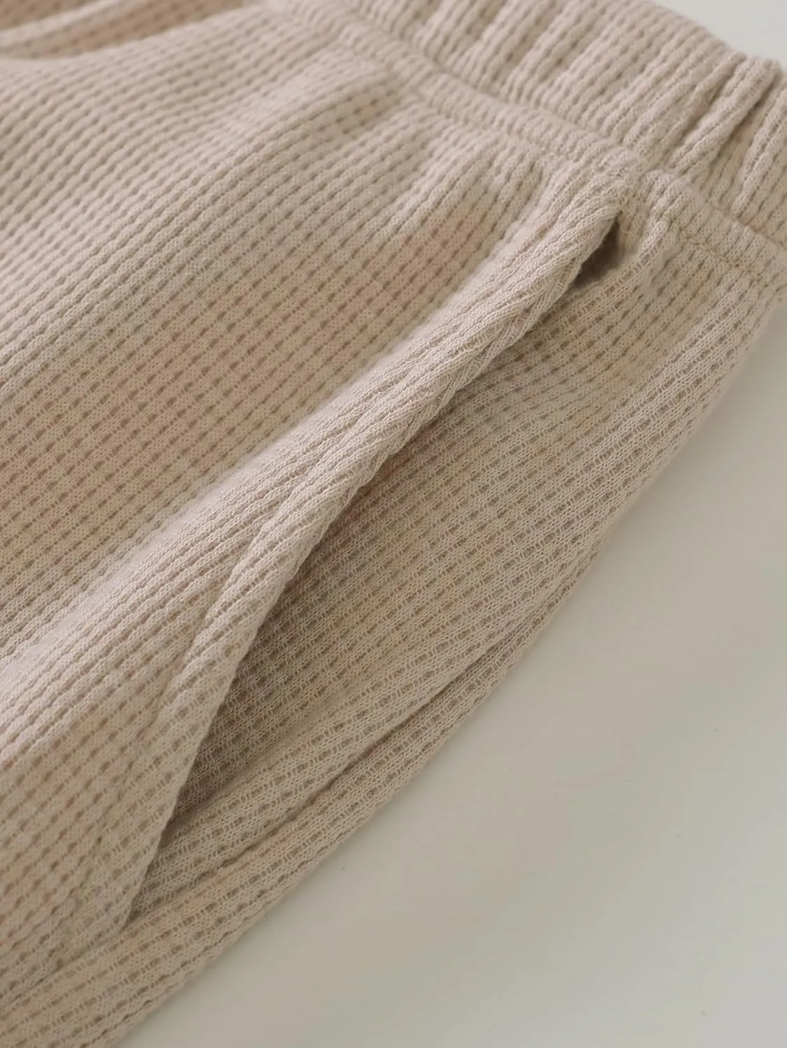 Latuza Women's Petite Short Lounge Pants Waffle Knit Pants Wide Leg