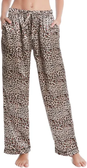 Lavenderi Women's Silk Satin Pajama Pants, Long Sleep Pants with Drawstring