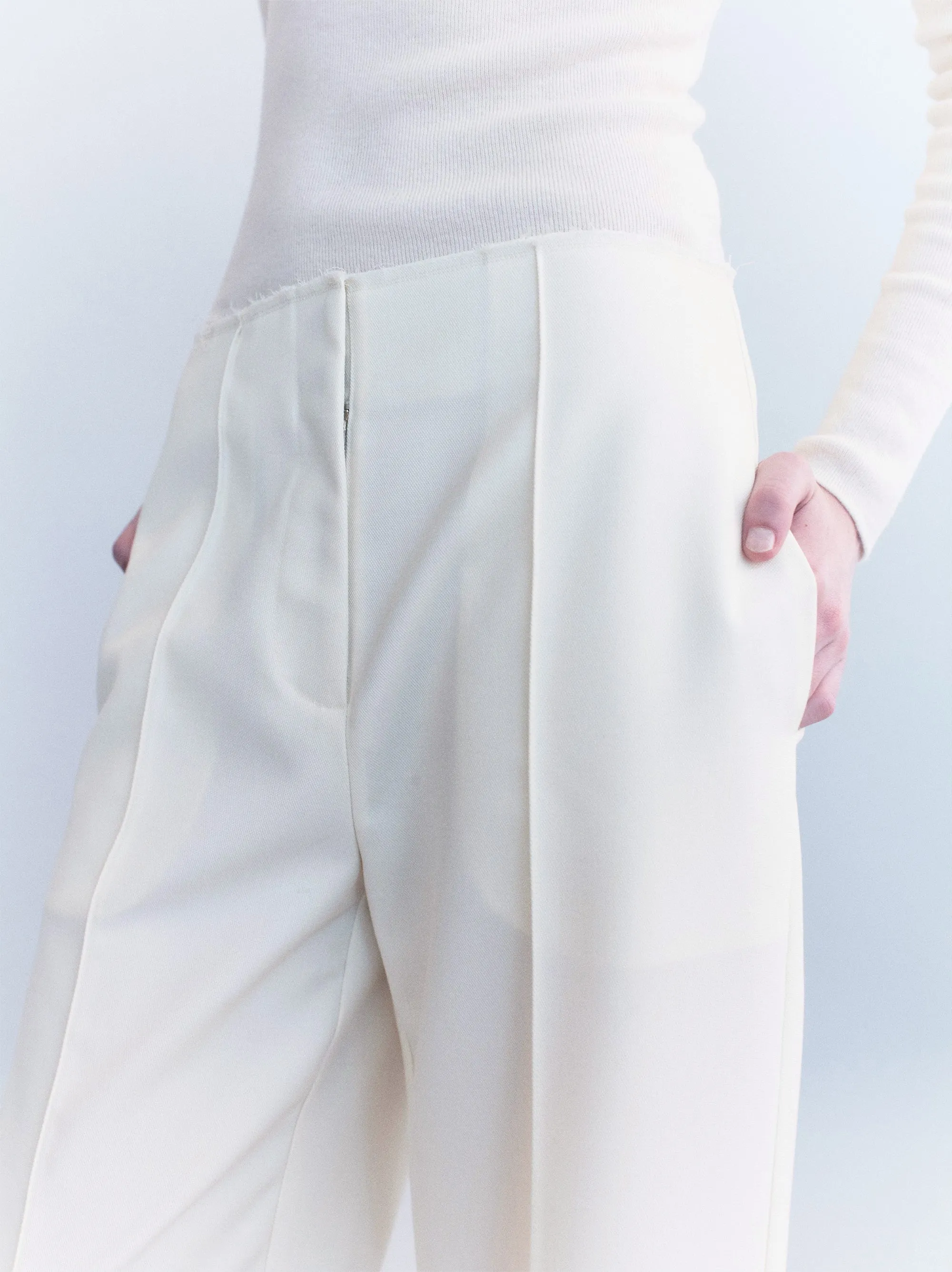 Leon Wool Raw Edge Pants