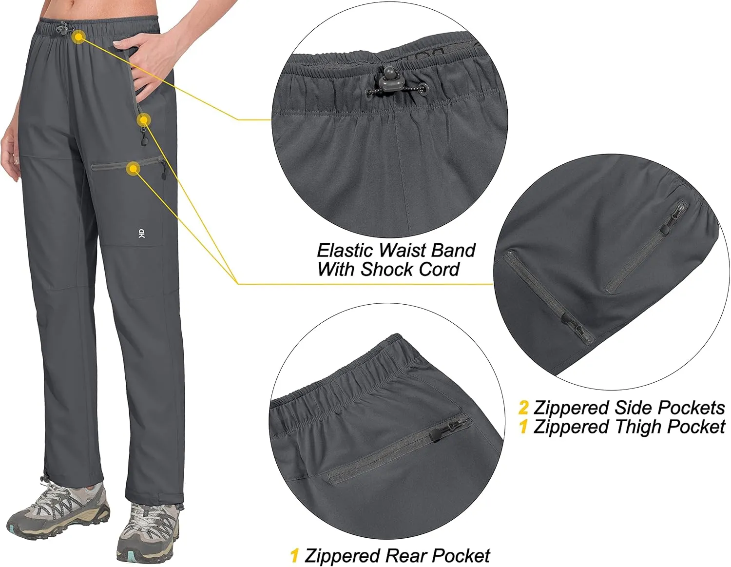 Little Donkey Andy Women's Lightweight Quick Dry Cargo Hiking Pants UPF 50  Stretch Travel Casual Trousers