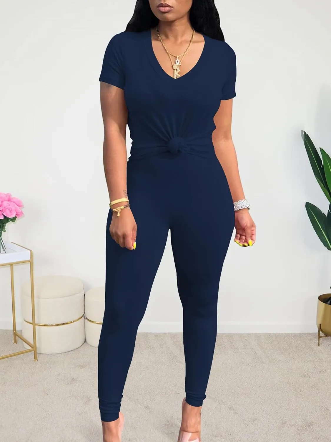 Lounge Sets for Women 2 Piece Summer Casual Jogger Workout Outfits Short Tops Long Pant Sweat suit leggings set