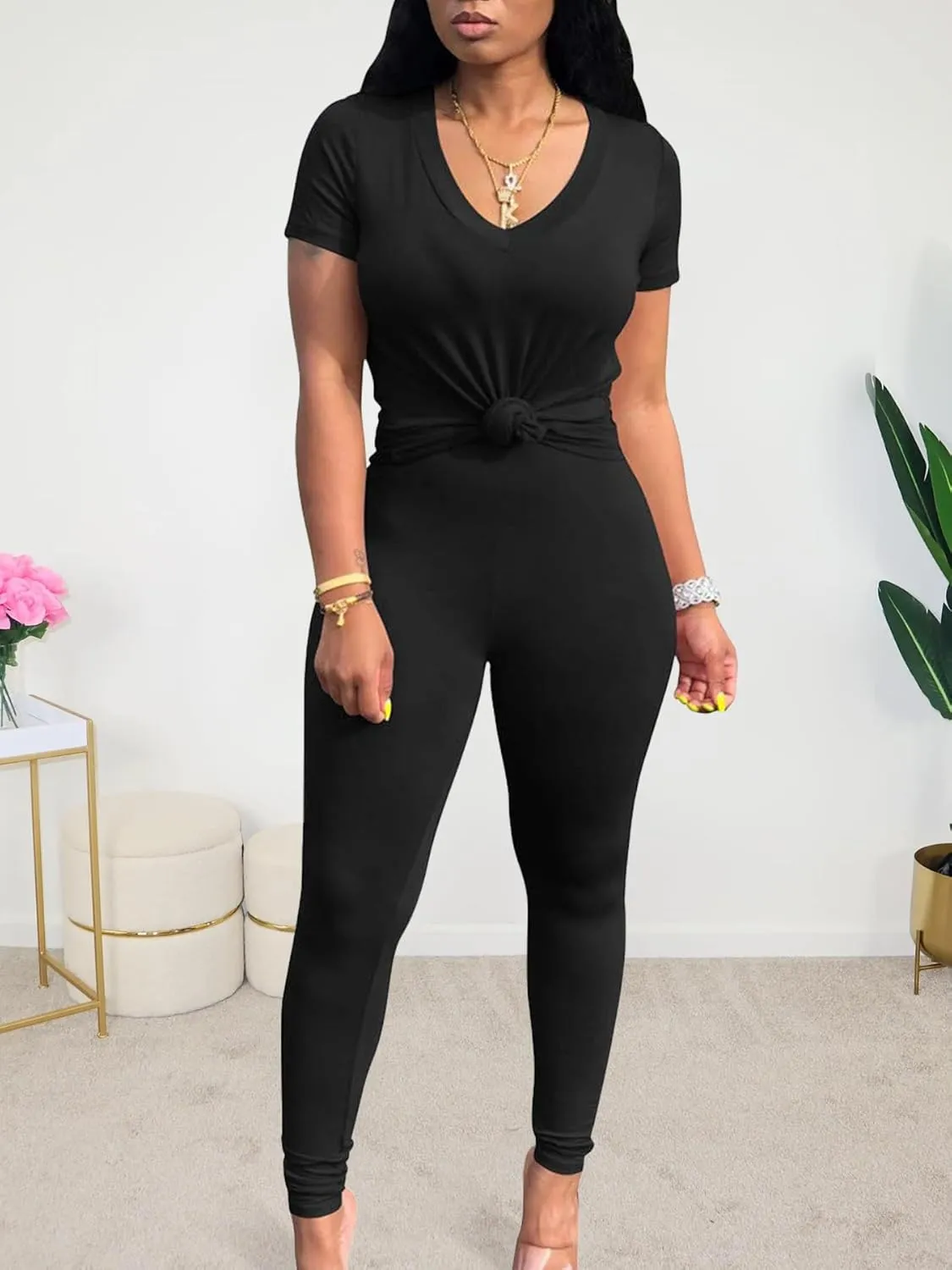 Lounge Sets for Women 2 Piece Summer Casual Jogger Workout Outfits Short Tops Long Pant Sweat suit leggings set