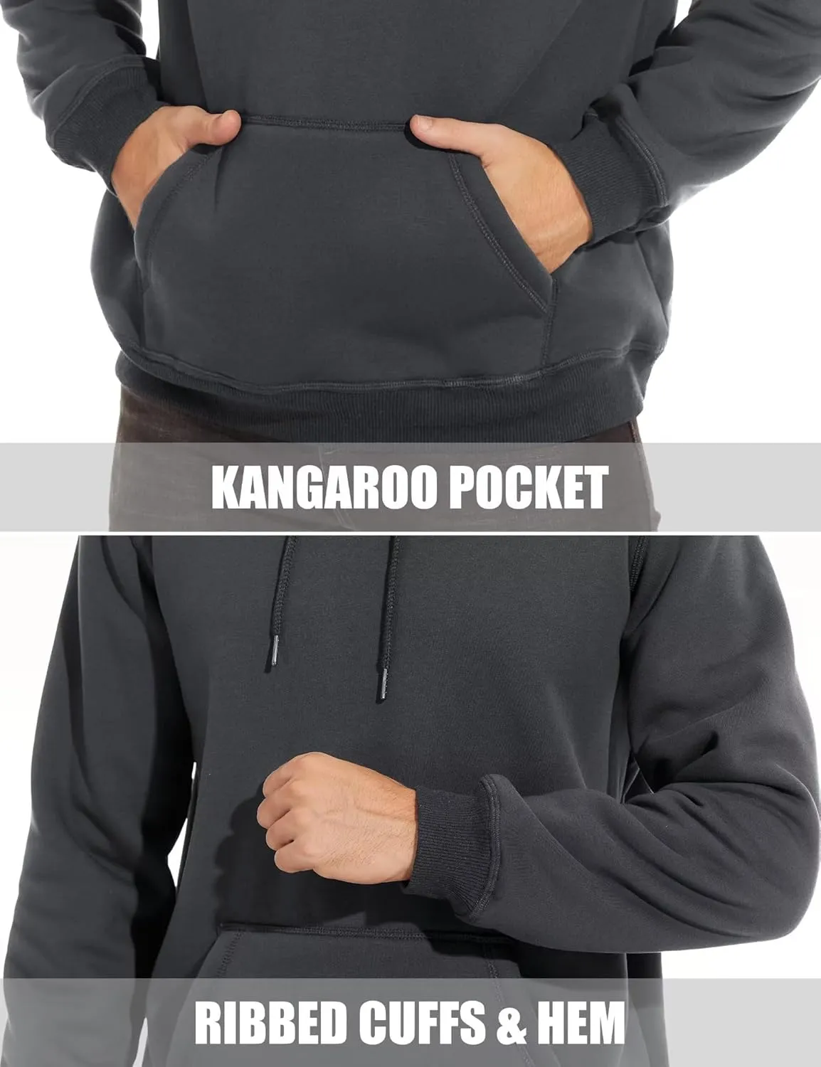 MAGCOMSEN Men's Heavy Hoodie Sherpa Fleece Lined Pullover Thick Winter Hooded Sweatshirt