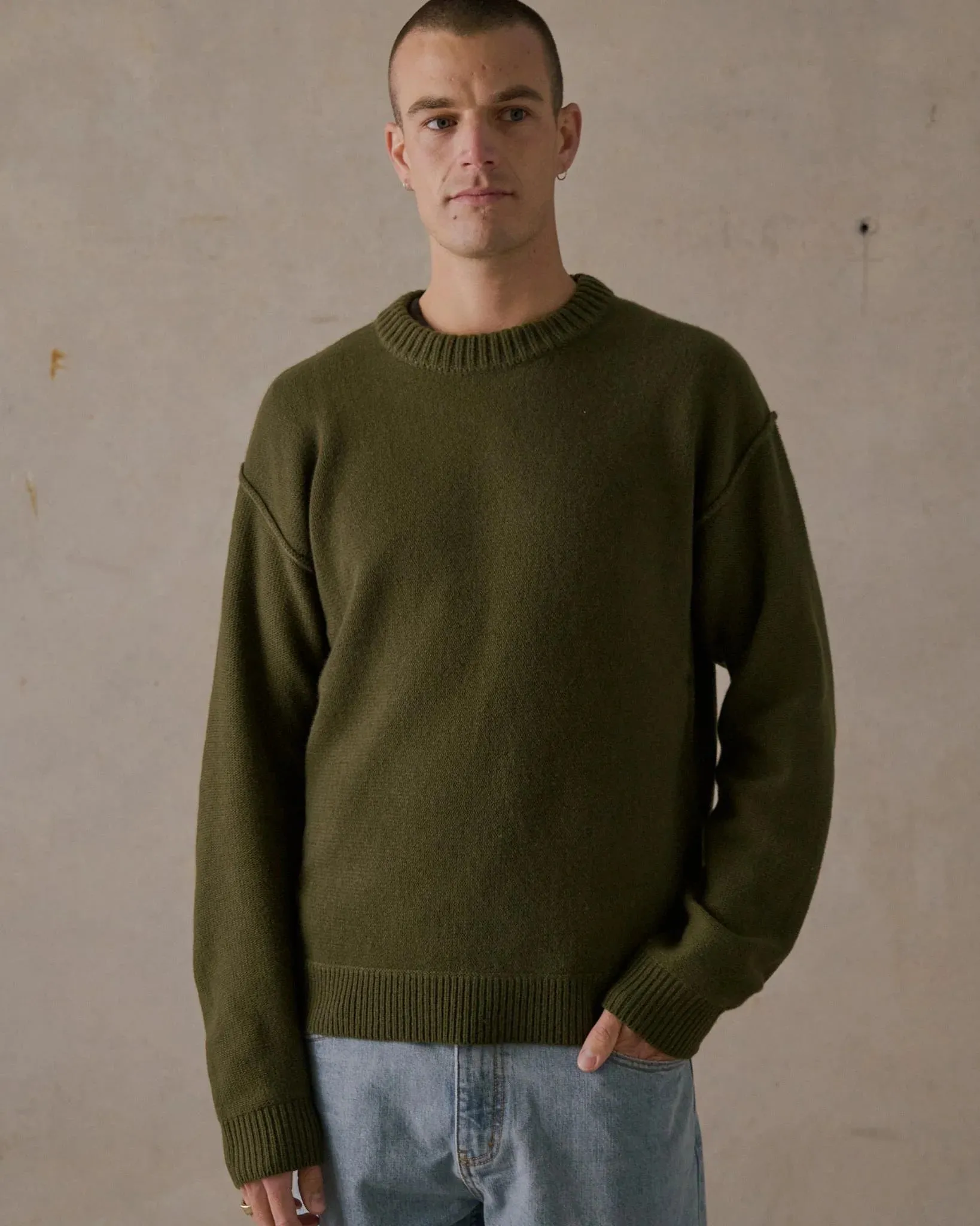 McTavish Reverse Seam Knit Jumper Green