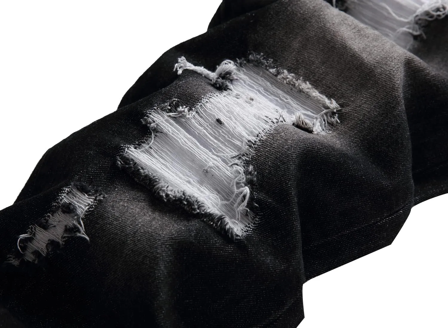 Men Ripped Jeans, Slim Fit Straight Leg, Denim Pants with Holes