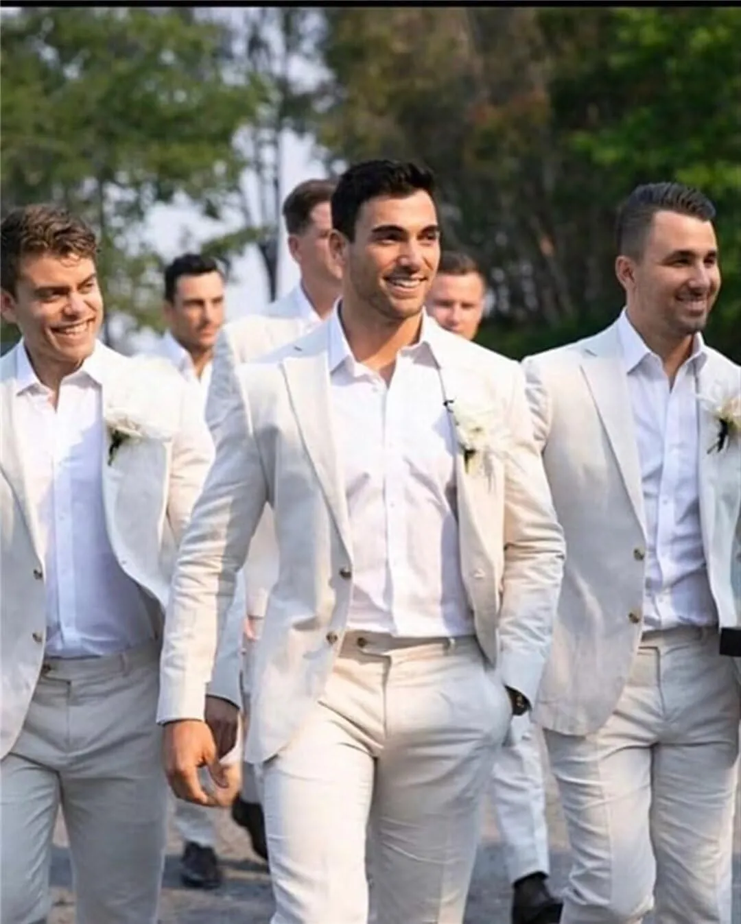 Mens 2 Piece Linen Suit Casual Beach Wedding Blazer Pants Set Summer Linen Suit for Men