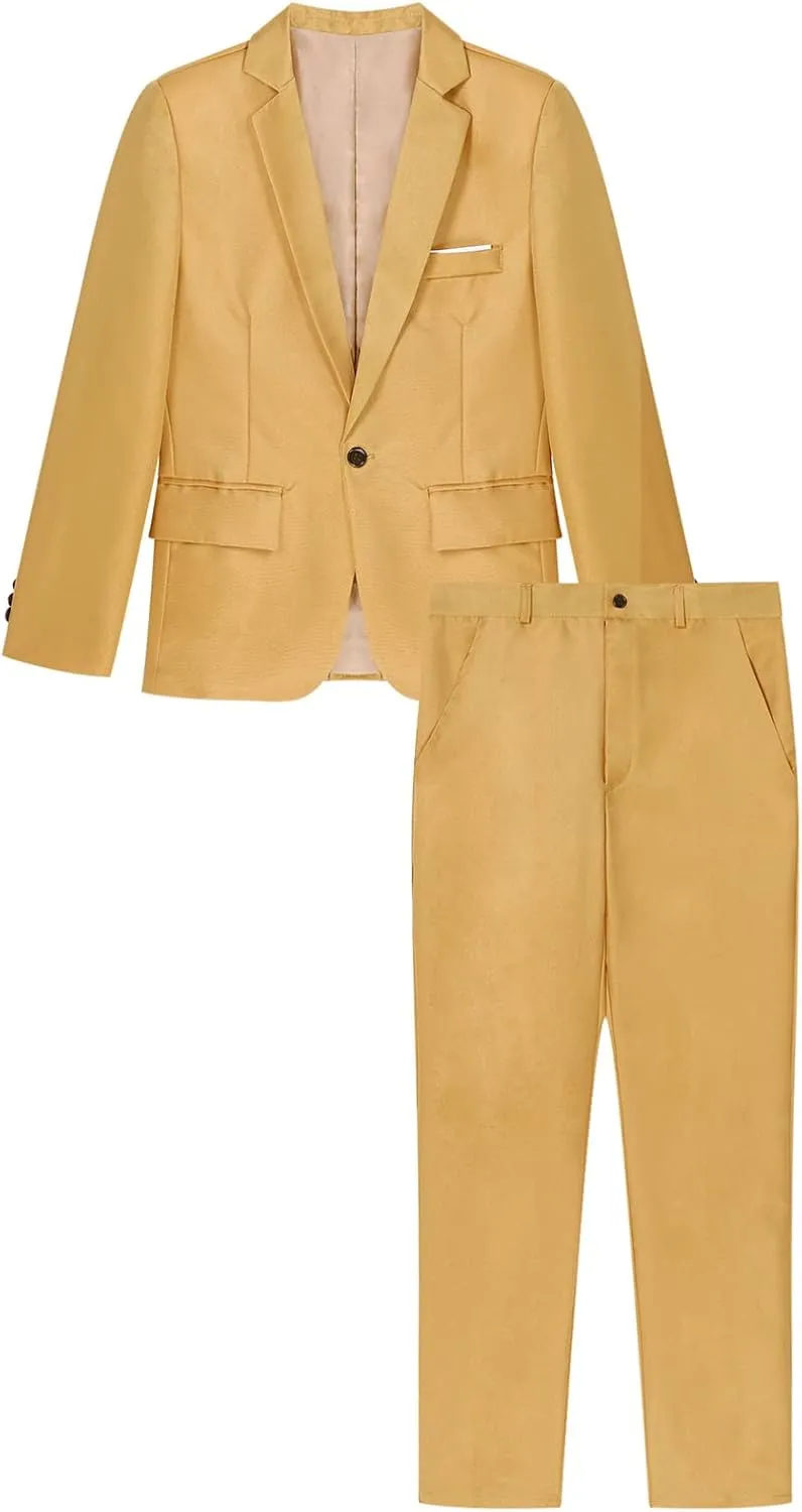 Mens 2 Piece Slim Fit Wedding Tuxedo Suit One Button Notch Lapel Blazer Jacket with Pants Set