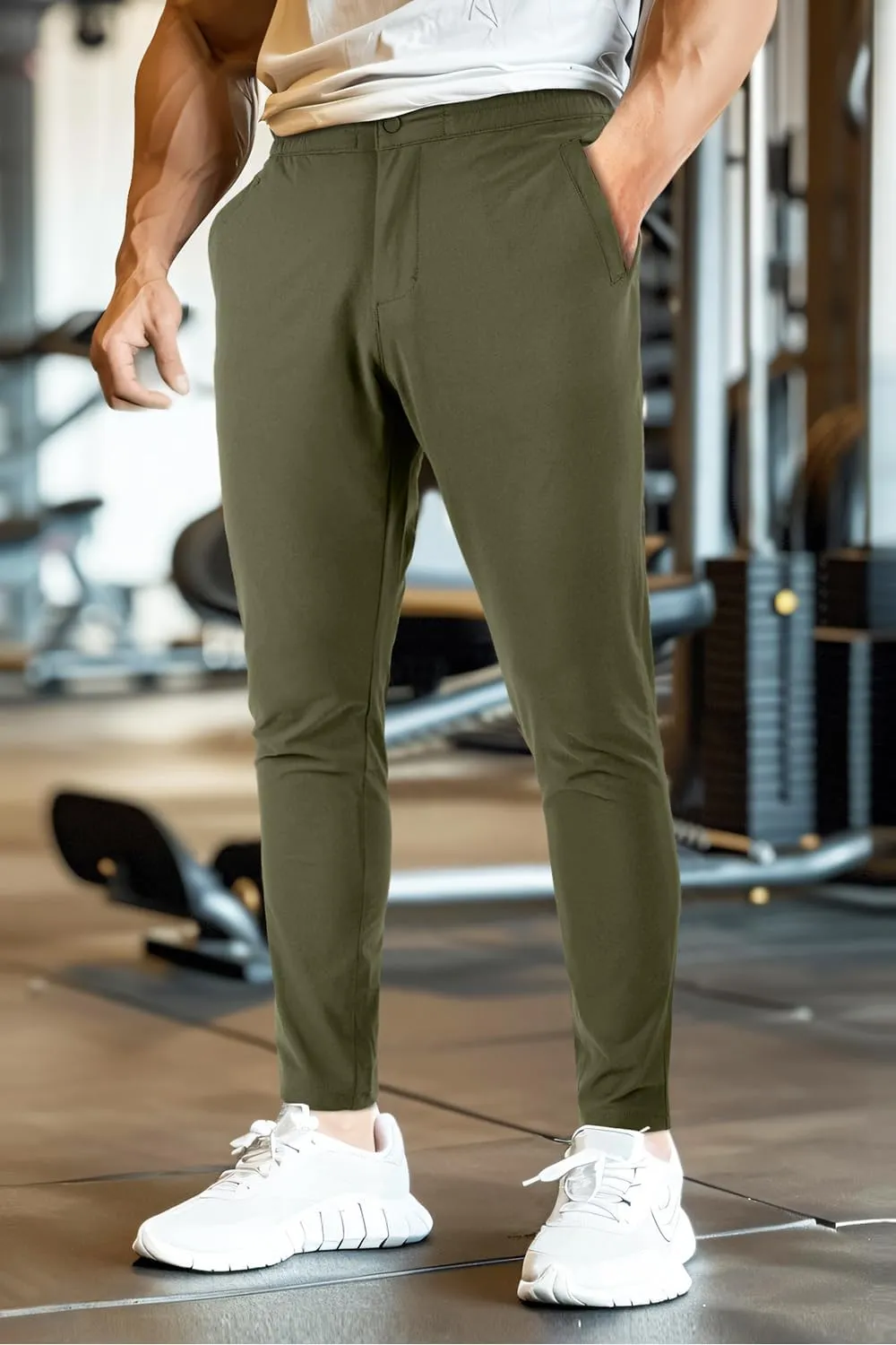 Men's 4-Way Stretch Slim Tapered Fit Golf Joggers -30" 28" 26" Inseam Nylon