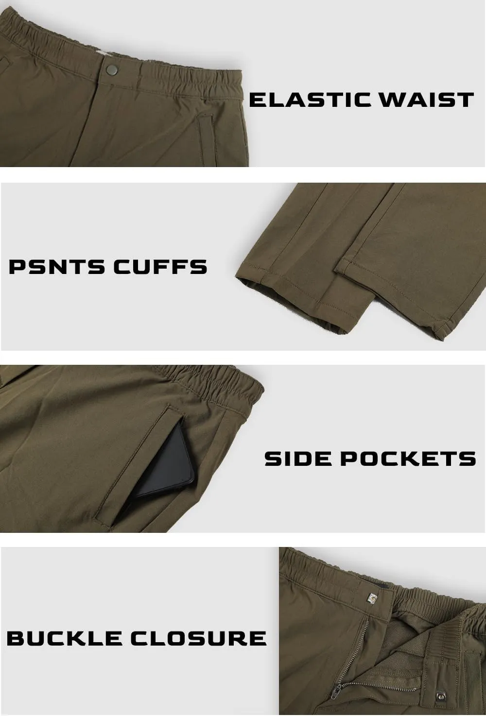 Men's 4-Way Stretch Slim Tapered Fit Golf Joggers -30" 28" 26" Inseam Nylon