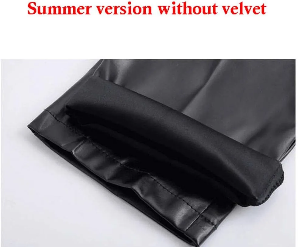 Men`s Business Slim Fit Five Pockets Faux Leather Pants Jeans