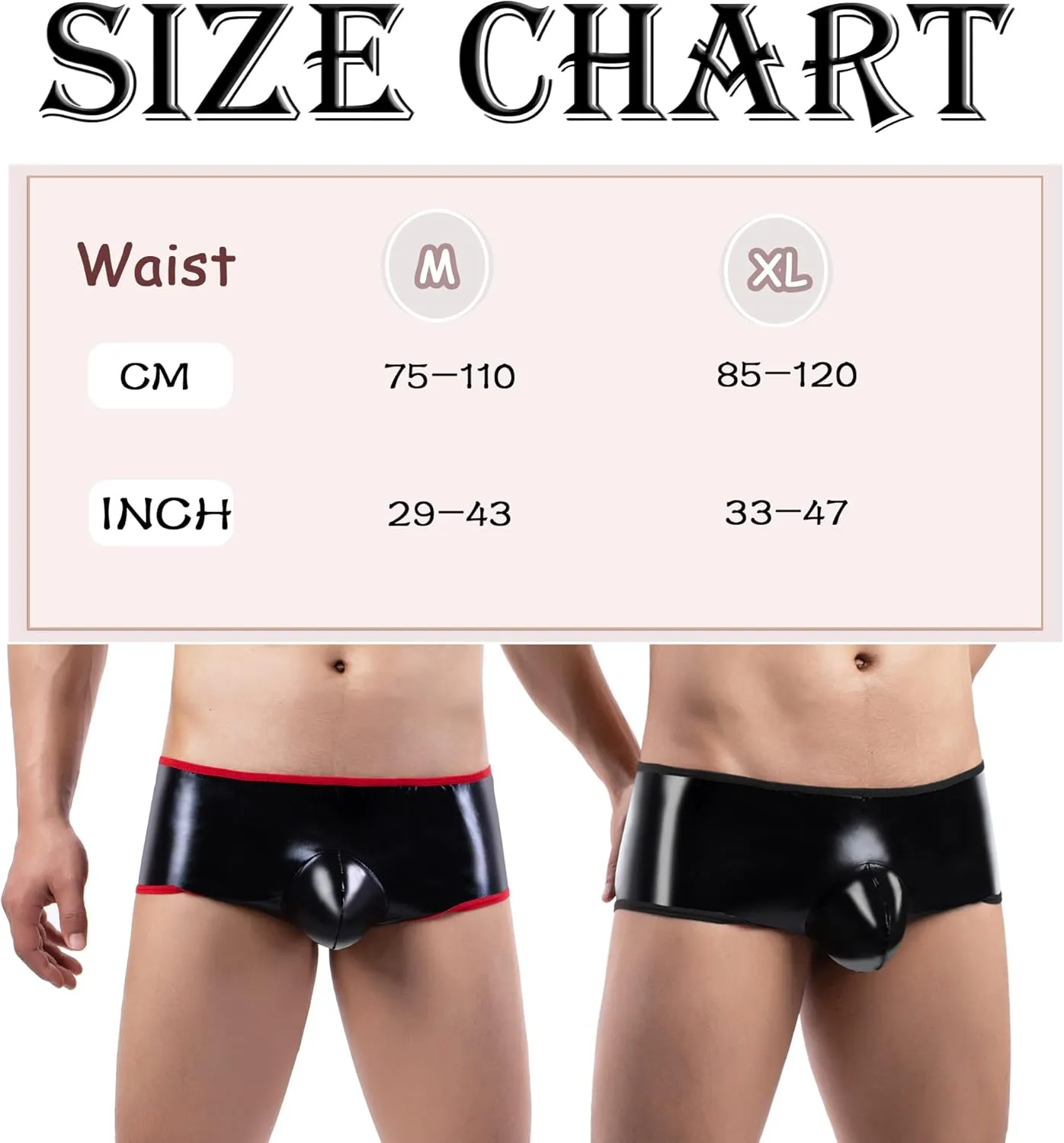 Mens PU leather Boxer Briefs Low Rise Pouch Trunks Novely Lace Underwear Backless Hot Pants Shorts