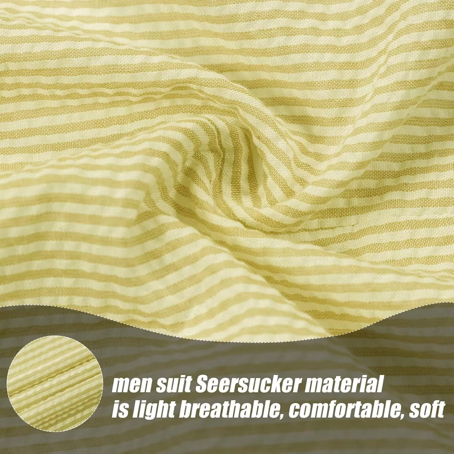 Mens Suit Summer Seersucker 2 Piece Double Breasted Buckle Striped Tuxedos for Men Wedding Suits Cotton Beach Party
