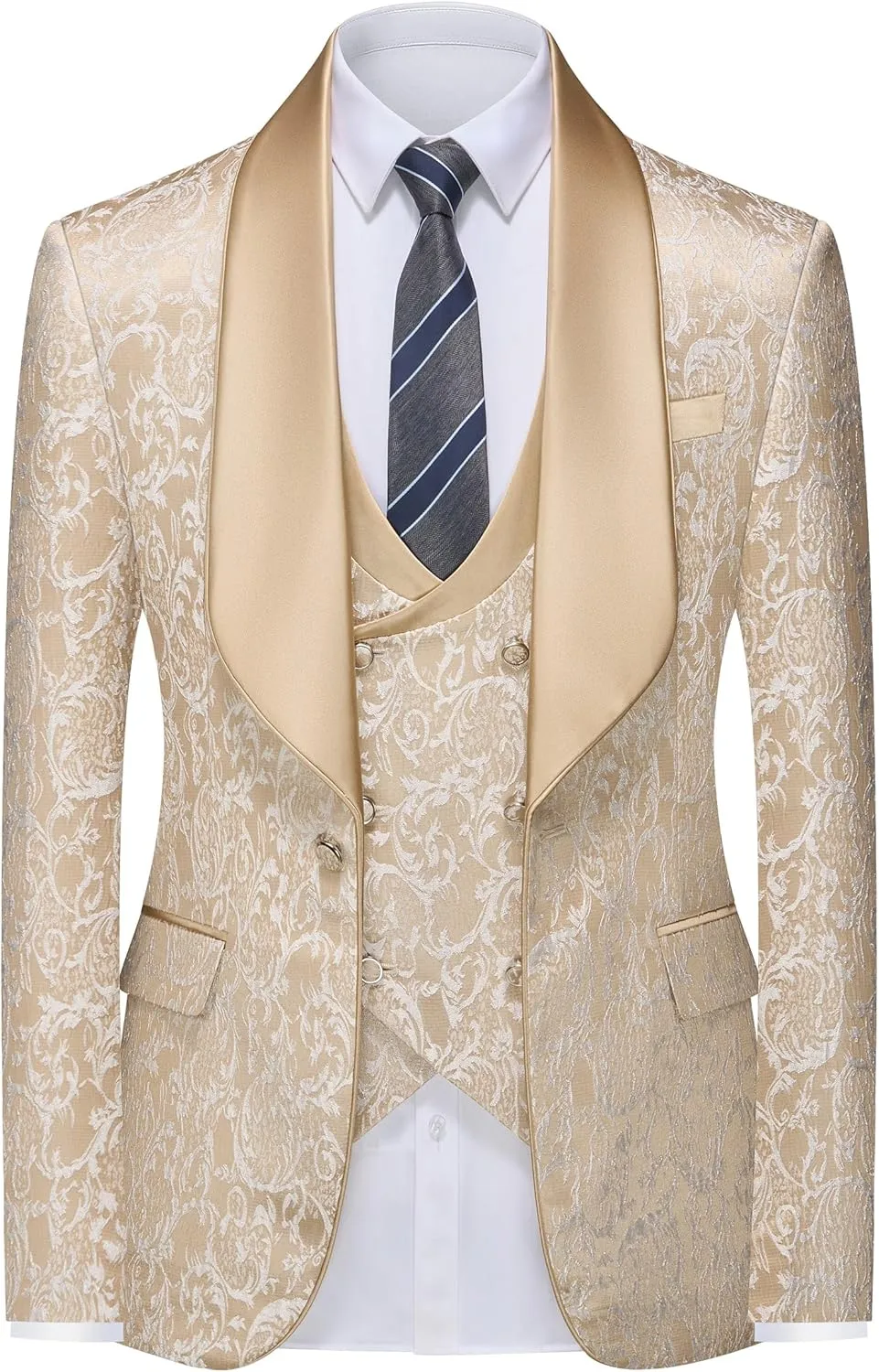 Mens Tuxedo Suit Set 3 Piece Slim Fit Wedding Prom Suit Blazer Jacket Vest Pants