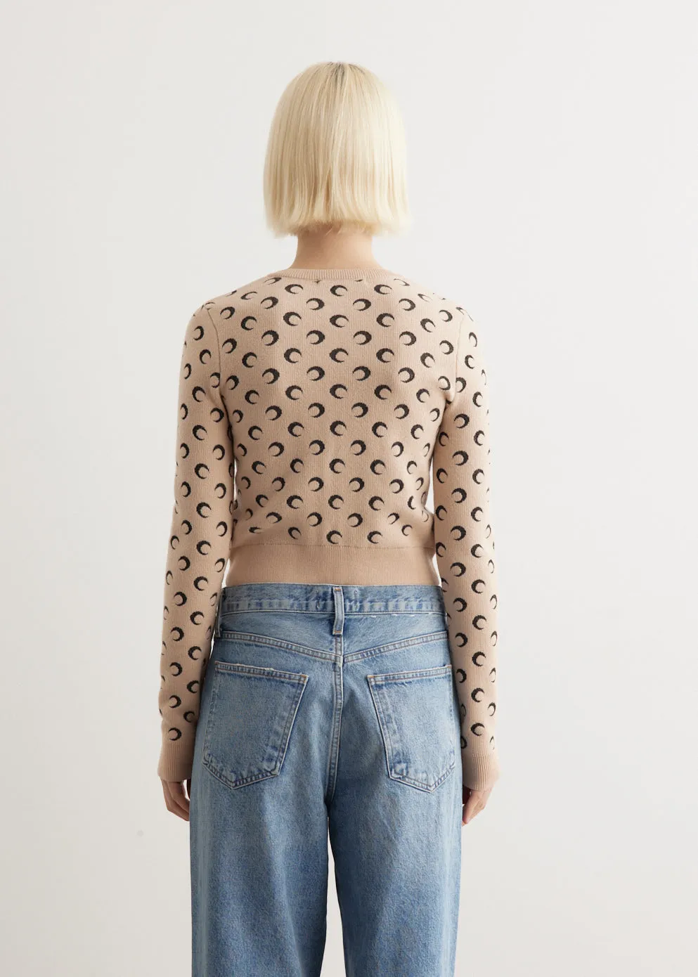 Moon Jacquard Knit Fitted Cardigan