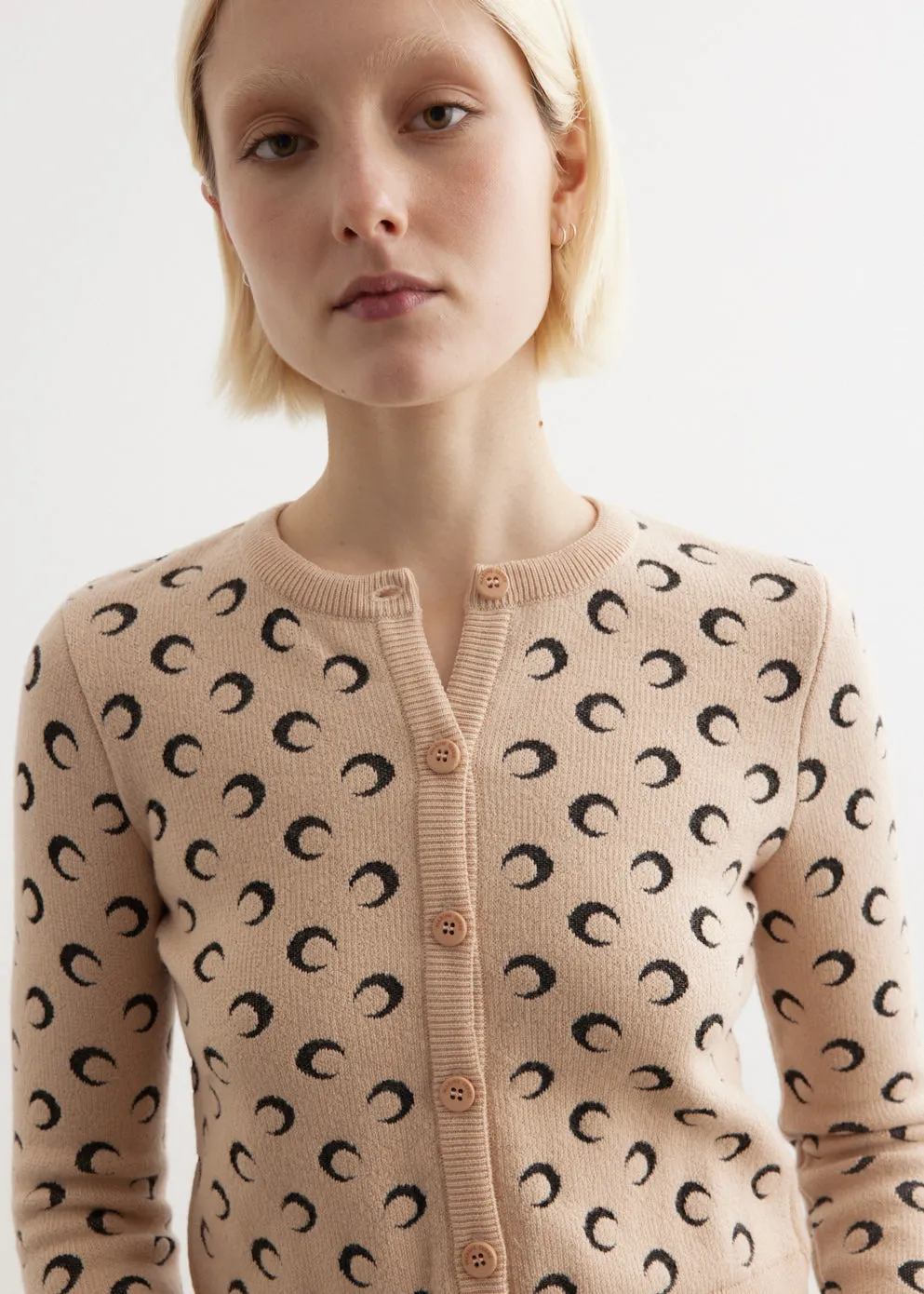 Moon Jacquard Knit Fitted Cardigan