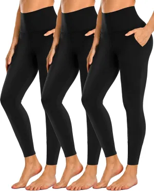 NEW YOUNG 3 Pack Leggings with Pockets for Women,High Waisted Tummy Control Workout Yoga Pants