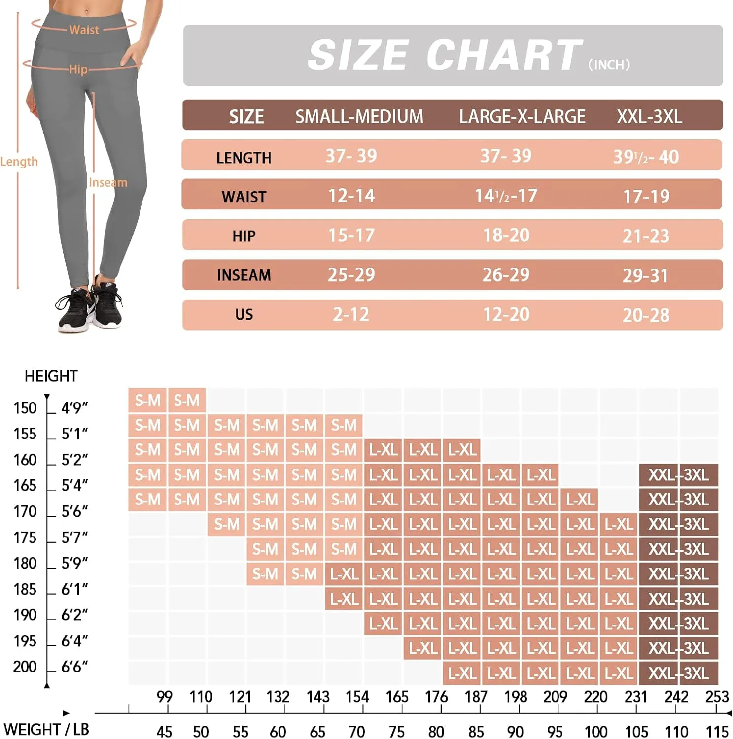 NEW YOUNG 3 Pack Leggings with Pockets for Women,High Waisted Tummy Control Workout Yoga Pants