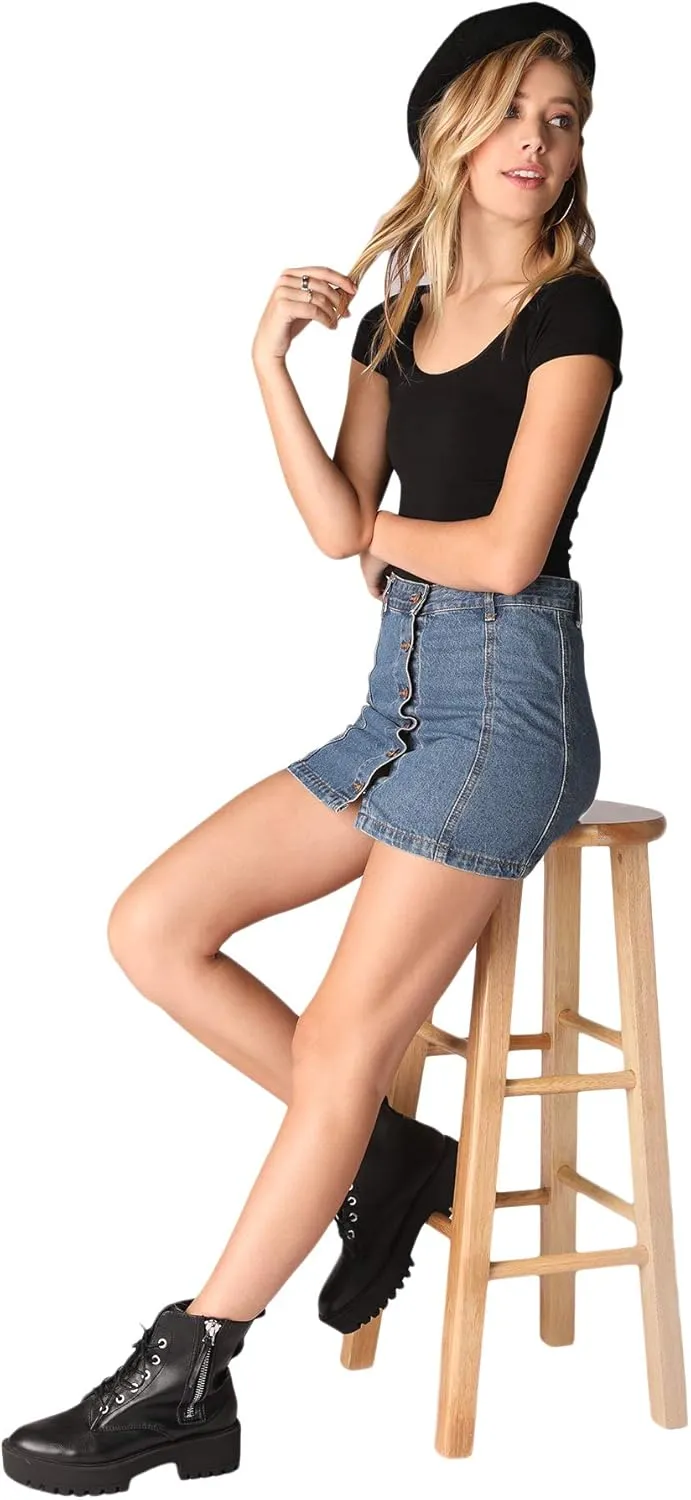NIKIBIKI Women Seamless Cap Sleeve Scoop Neck Fitted Top, Made in U.S.A, One Size