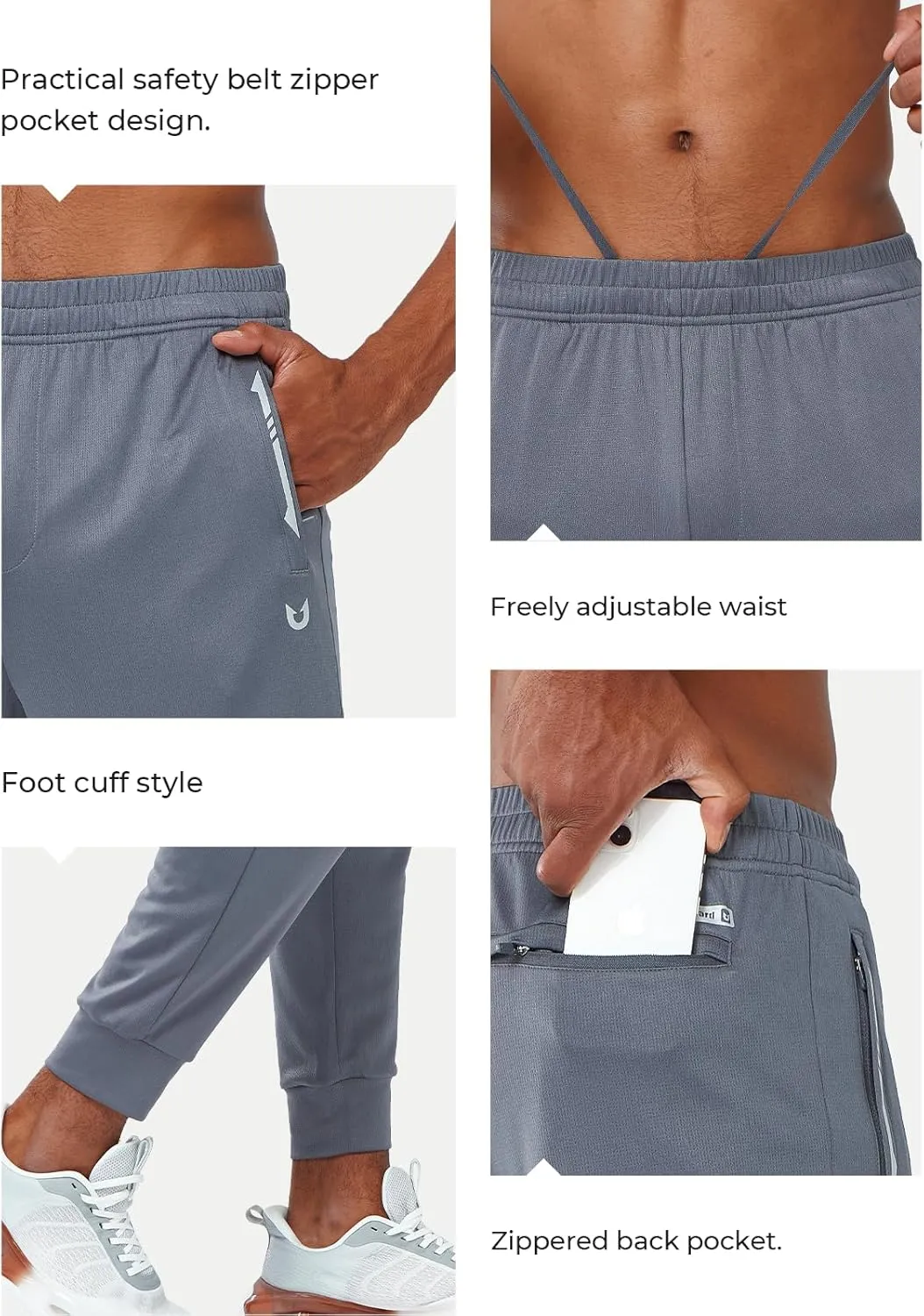 NORTHYARD Men's Joggers Pants with Zipper Pockets Athletic Track Pants Tapered Lightweight Mesh for Jogging Running Gym