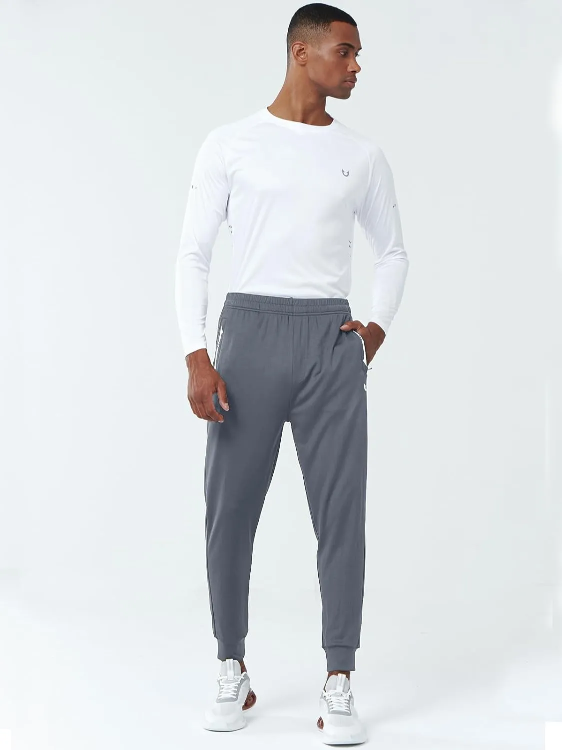 NORTHYARD Men's Joggers Pants with Zipper Pockets Athletic Track Pants Tapered Lightweight Mesh for Jogging Running Gym