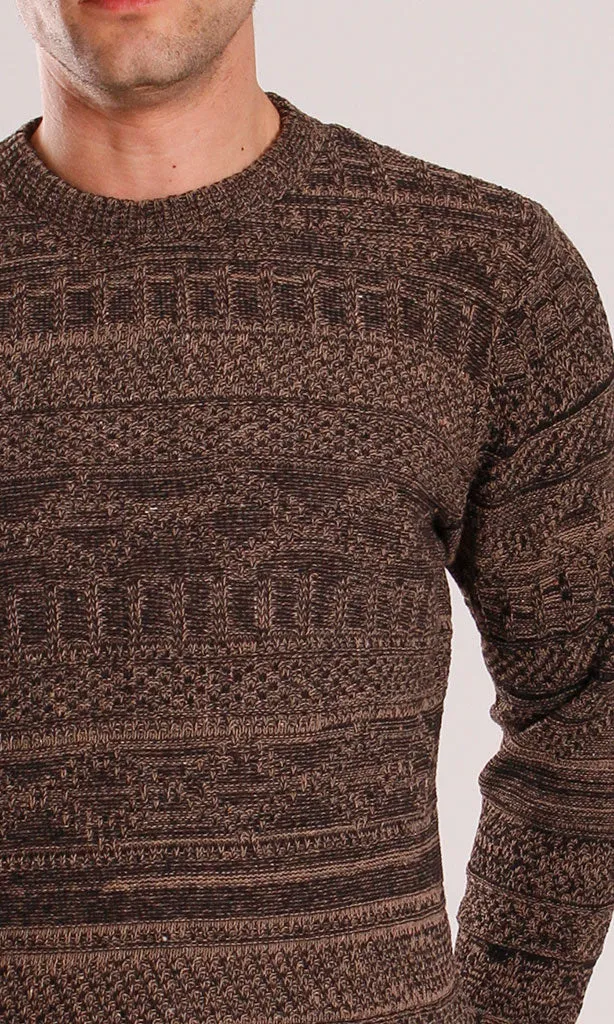 o202680-STRIPED KNIT SWEATER - BROWN
