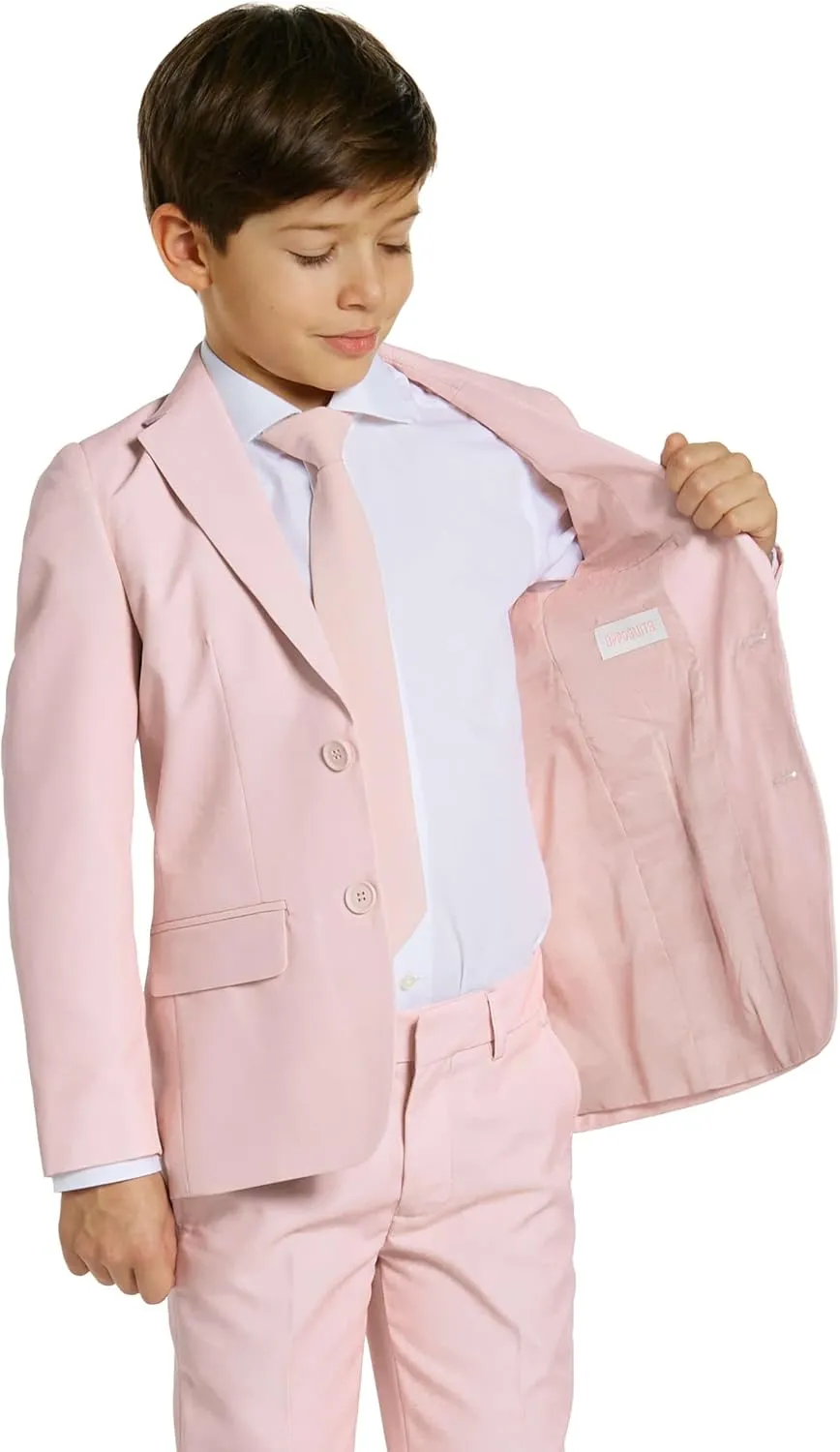 Opposuits Boys Solid Color Party Suit - Prom and Wedding Party Outfit - Including Blazer, Pants and Tie