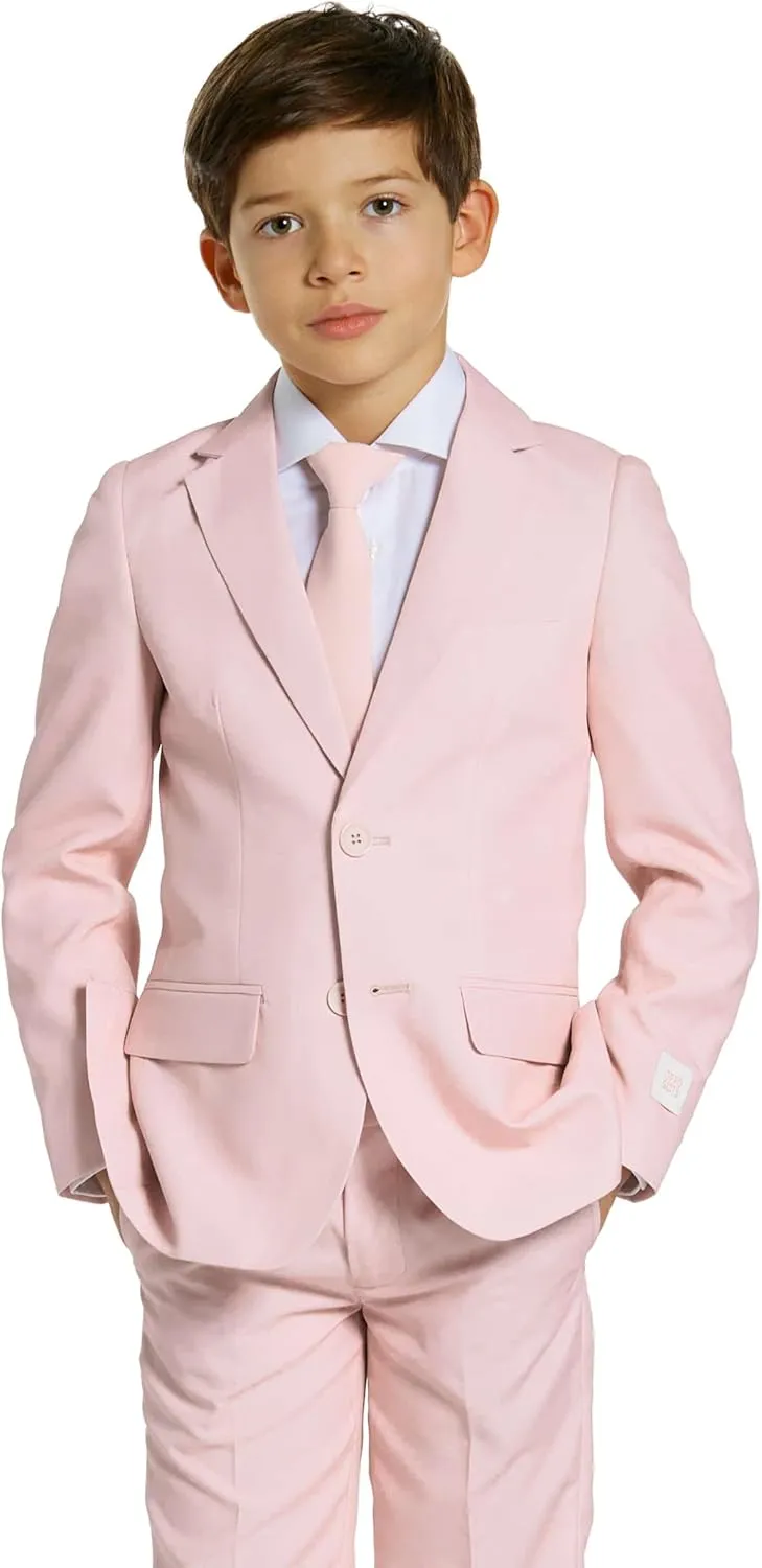 Opposuits Boys Solid Color Party Suit - Prom and Wedding Party Outfit - Including Blazer, Pants and Tie