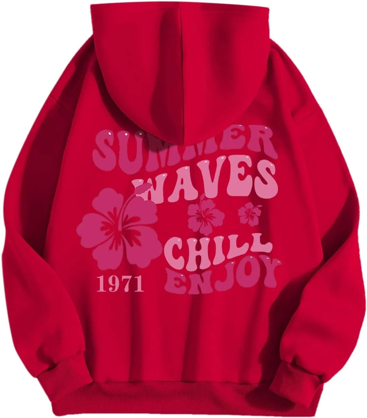 Pink Palm Hoodie For Teen Girls Casual Long Sleeve Y2K Hooded Pullover Tops Oversized Letter Graphic Hoodies With Pocket