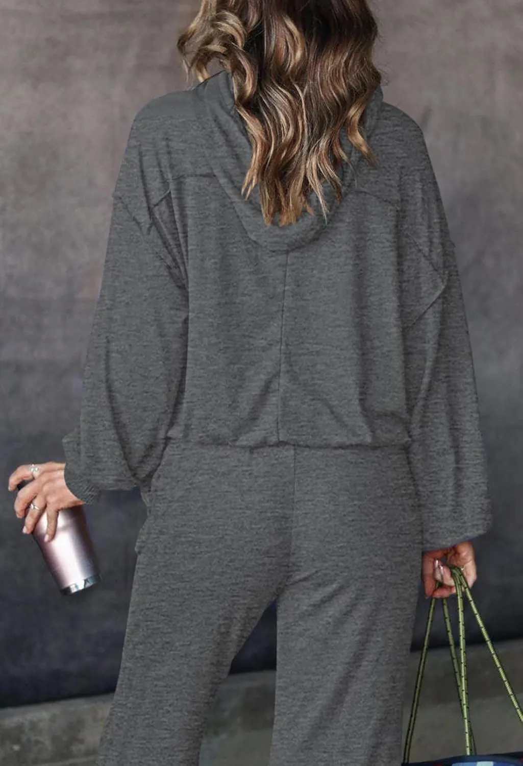Pink Queen Womens 2 Piece Sweatsuit Outfits Long Sleeve Cutout Hoodies and Drawstring Pants Tracksuit Lounge Set with Pockets