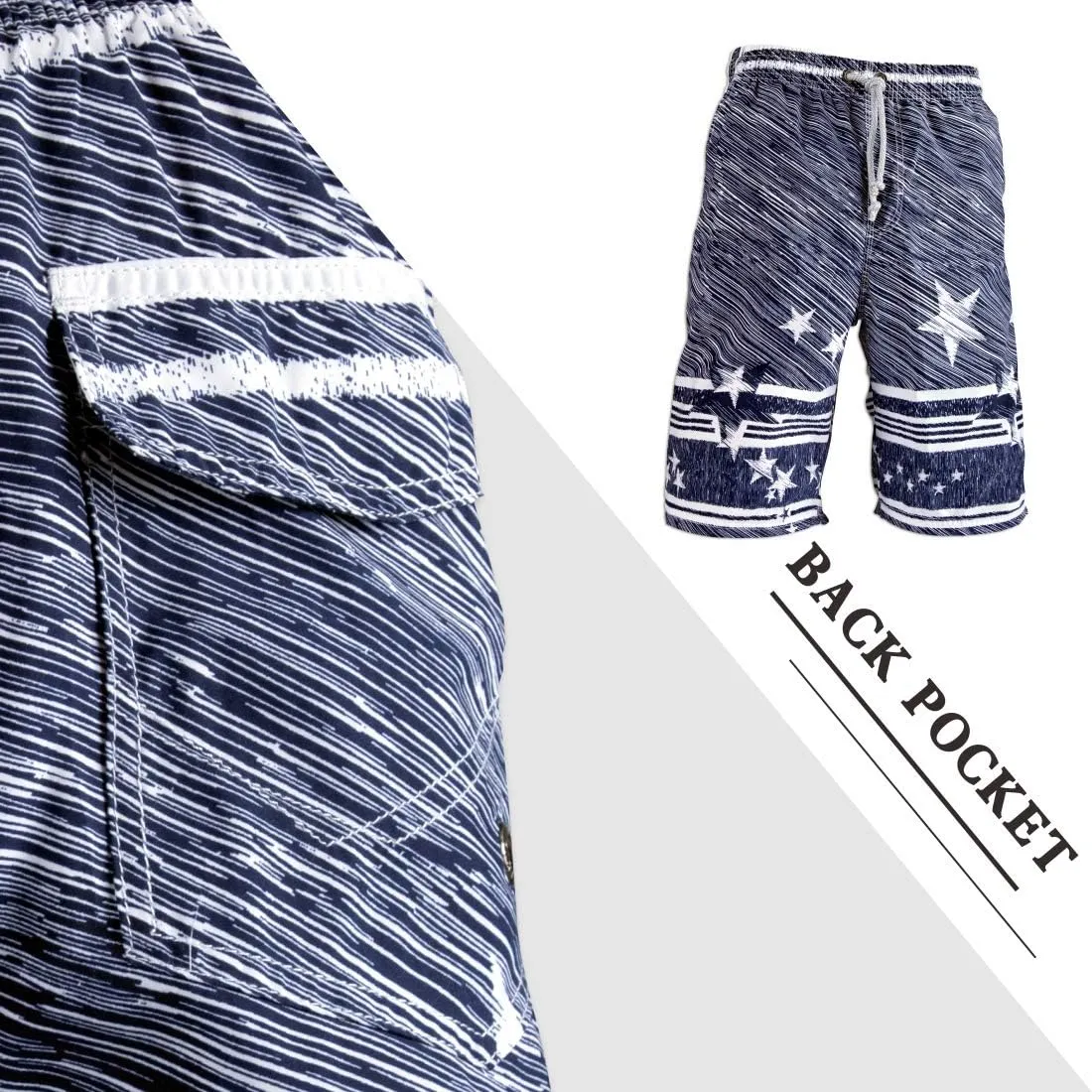 PREFER TO LIFE Men's Board Shorts, Quick Dry Swimwear Beach Holiday Party Bermuda Swim Big Pants 