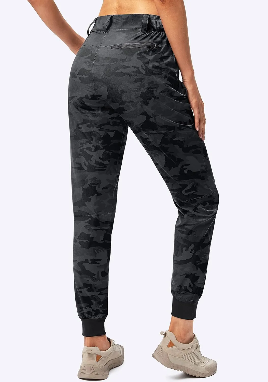 Pudolla Women's Golf Joggers Lightweight Hiking Cargo Pants Waterproof for Travel Camping Walk with Zipper Pockets
