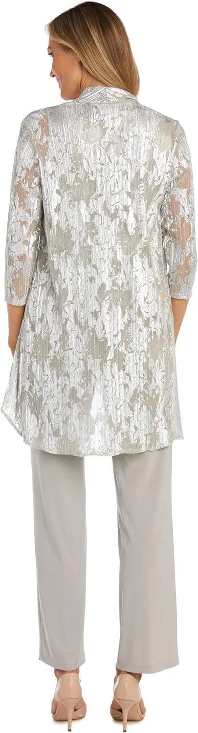 R&M Richards Womens Metallic One-Button Suit