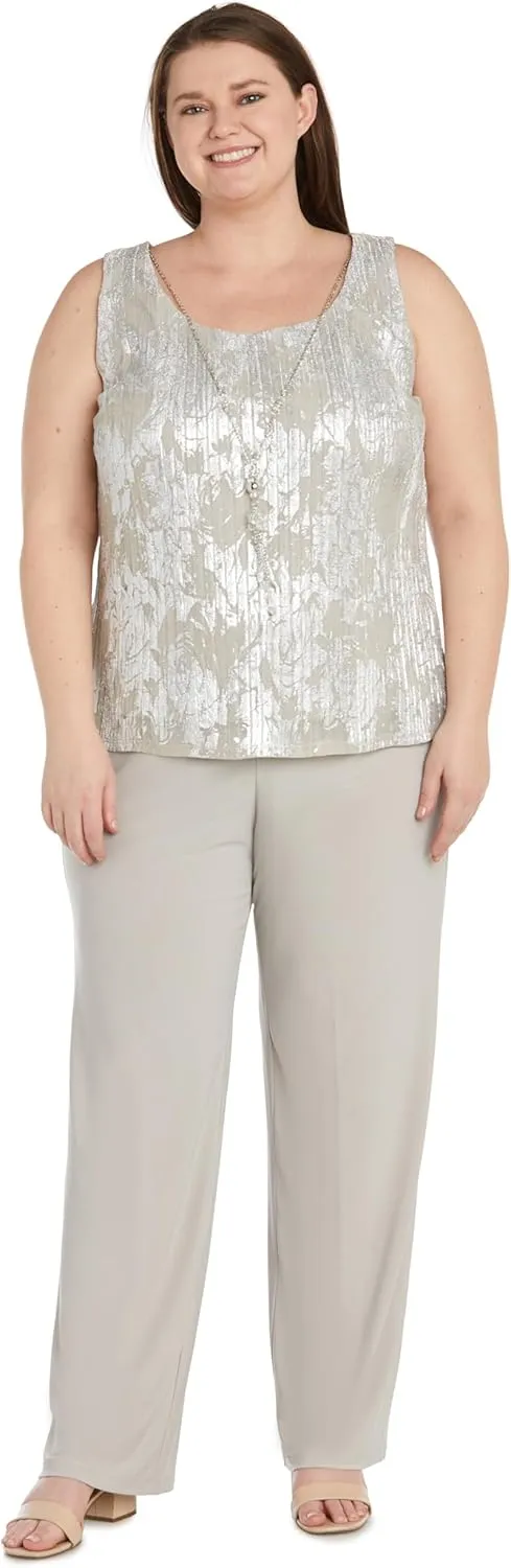 R&M Richards Womens Metallic One-Button Suit