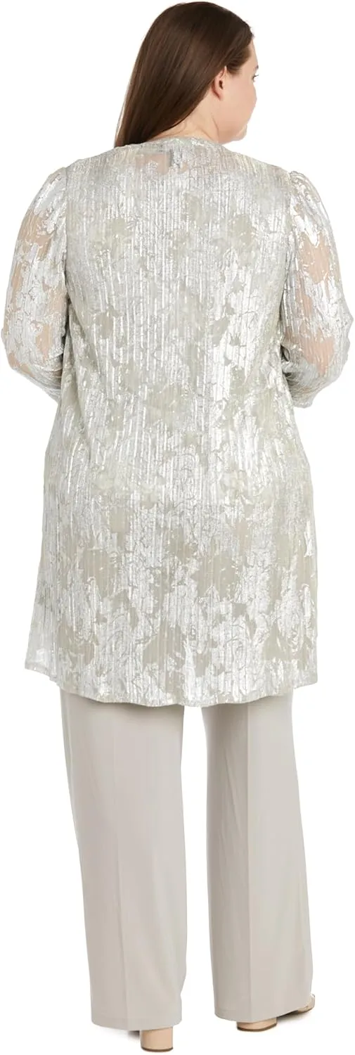 R&M Richards Womens Metallic One-Button Suit