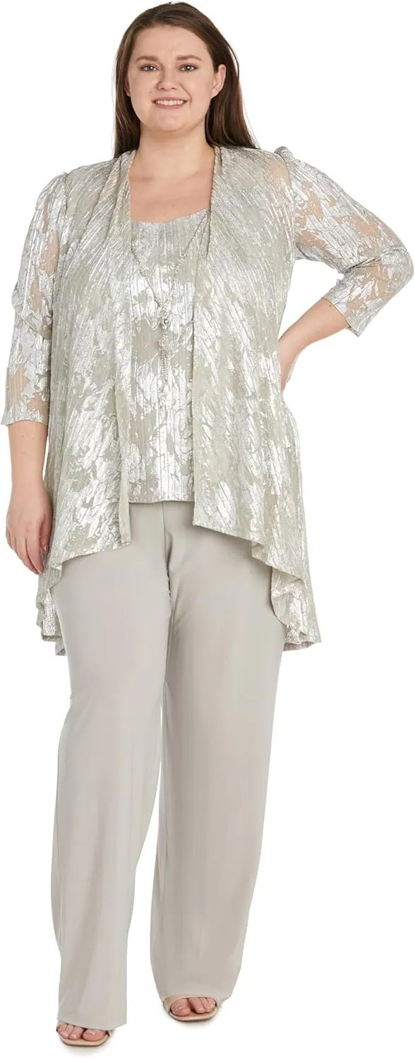 R&M Richards Womens Metallic One-Button Suit