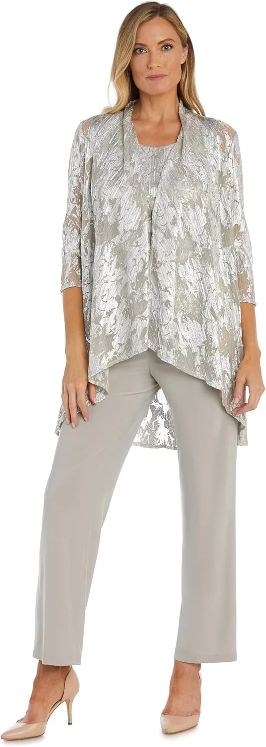 R&M Richards Womens Metallic One-Button Suit