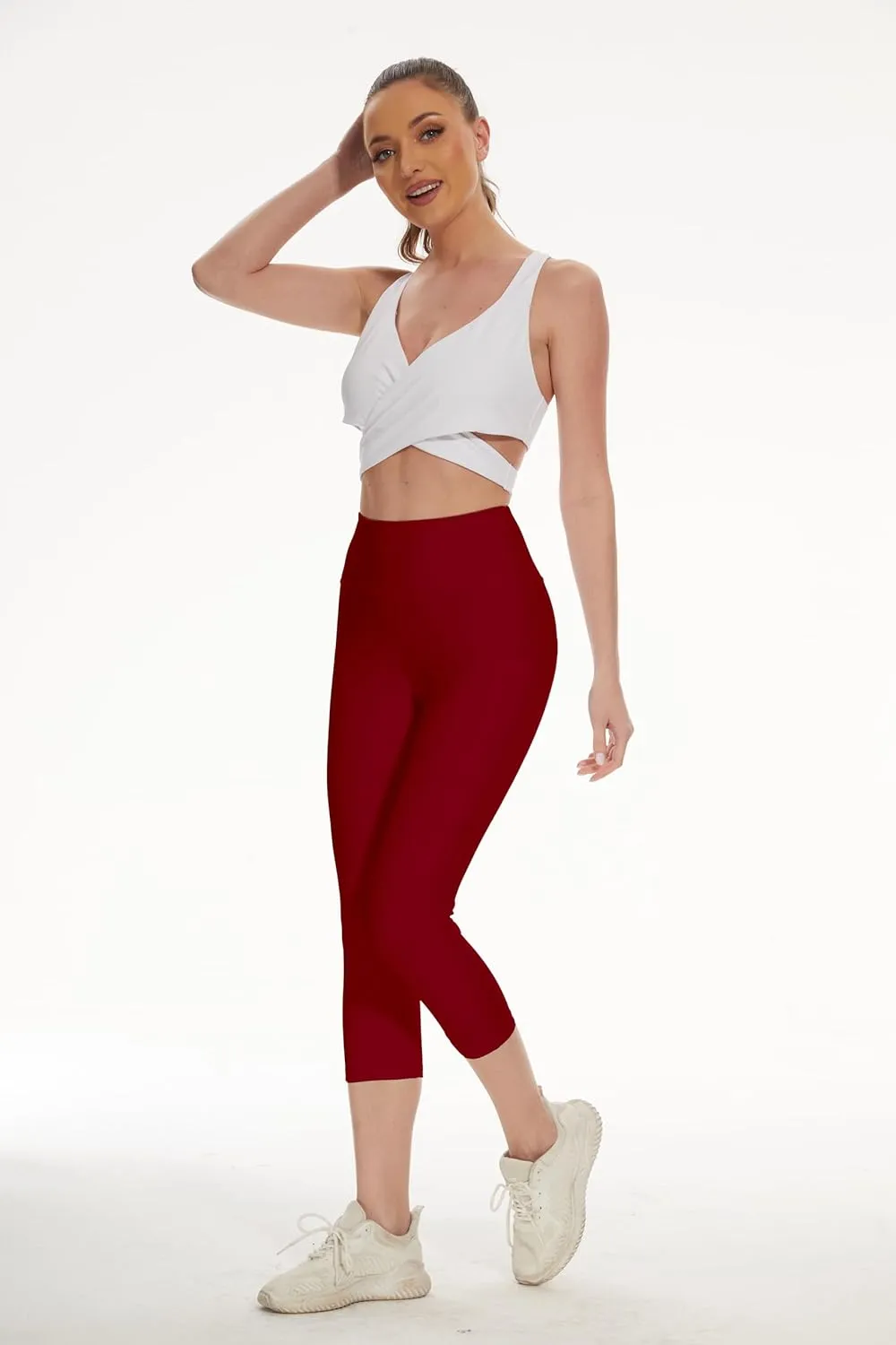 RAYPOSE Womens Workout Capri Leggings for Women with Pockets Plus Size Basic Pants Yoga Gym Casual Summer
