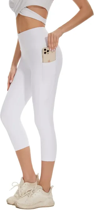 RAYPOSE Womens Workout Capri Leggings for Women with Pockets Plus Size Basic Pants Yoga Gym Casual Summer