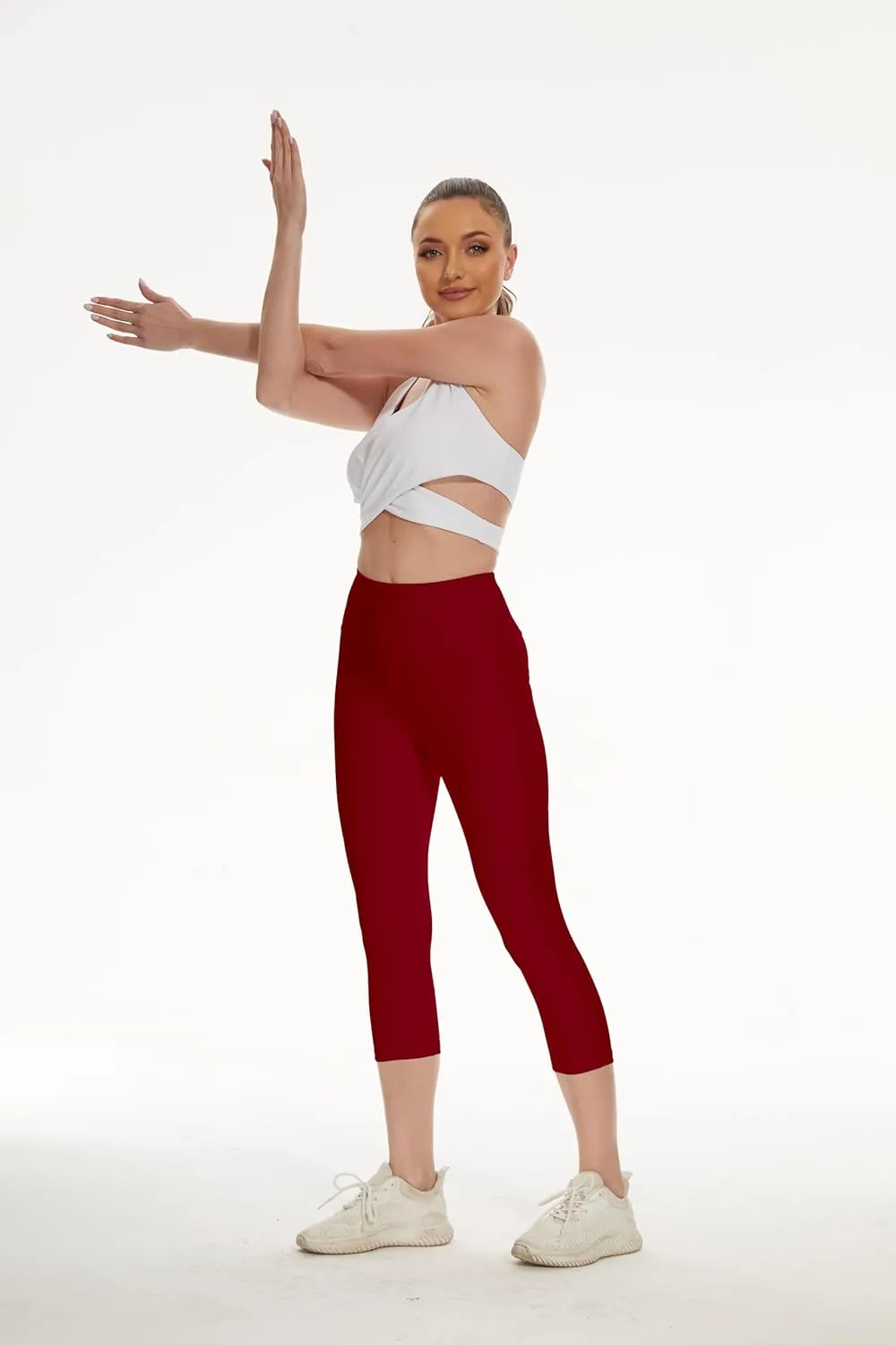 RAYPOSE Womens Workout Capri Leggings for Women with Pockets Plus Size Basic Pants Yoga Gym Casual Summer