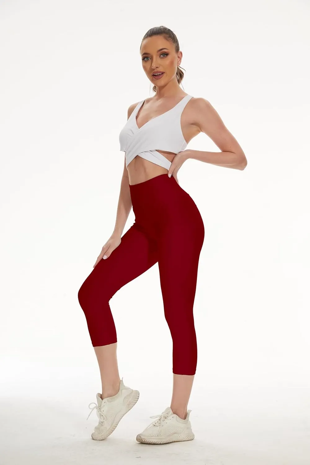 RAYPOSE Womens Workout Capri Leggings for Women with Pockets Plus Size Basic Pants Yoga Gym Casual Summer