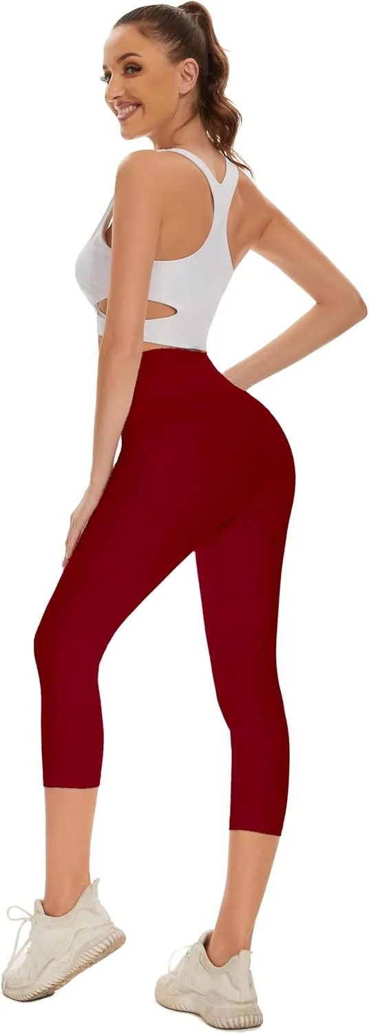 RAYPOSE Womens Workout Capri Leggings for Women with Pockets Plus Size Basic Pants Yoga Gym Casual Summer