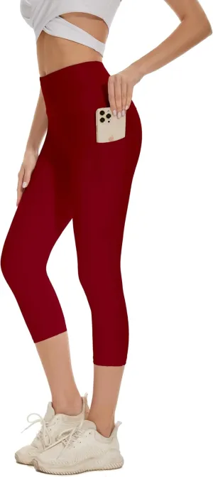RAYPOSE Womens Workout Capri Leggings for Women with Pockets Plus Size Basic Pants Yoga Gym Casual Summer