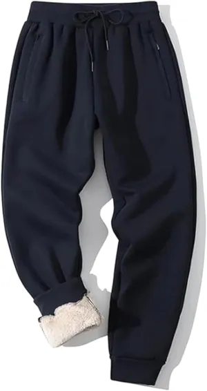 Shiyifa Men's Winter Warm Fleece Sherpa Lined Sweatpants Active Thermal Track Jogger Pants with Pockets