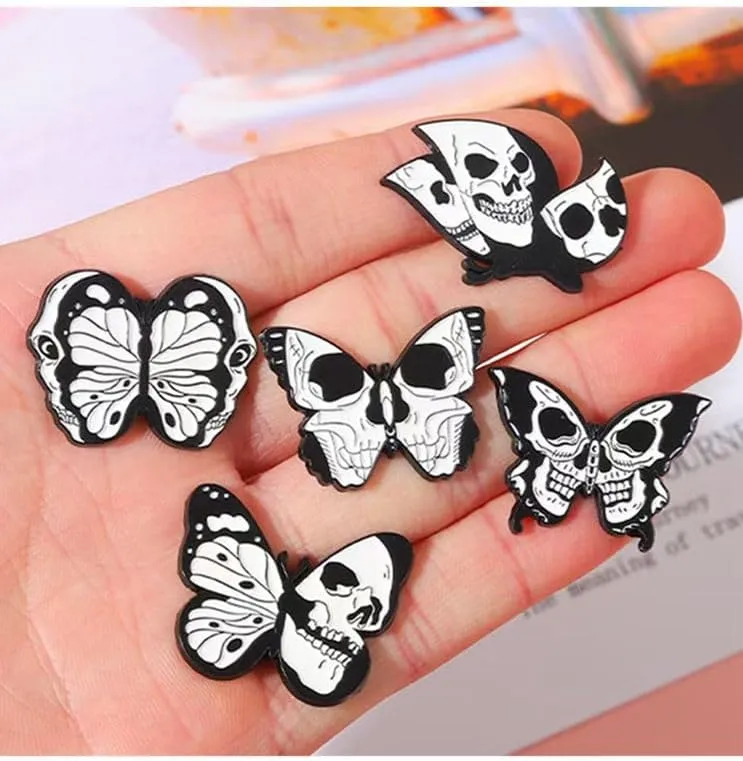 Skull Enamel Pins Cute Pins Brooches Set for Jacket Hats Fit Men Women Boys and Girls 2 Pieces