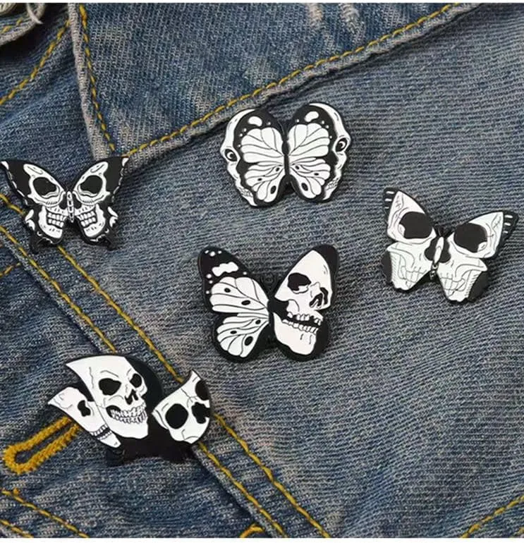 Skull Enamel Pins Cute Pins Brooches Set for Jacket Hats Fit Men Women Boys and Girls 2 Pieces
