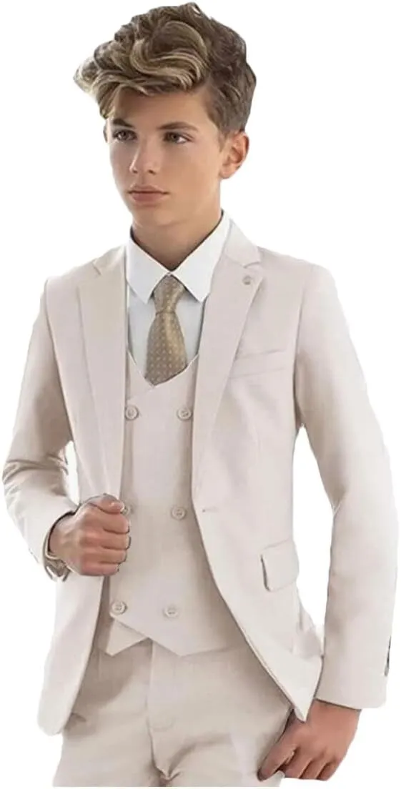 Slim Fit Suit for Boys Peak Lapel Boys Formal Suit Set Blazer Vest Pants Boys Party Suit Wedding Tuxedos