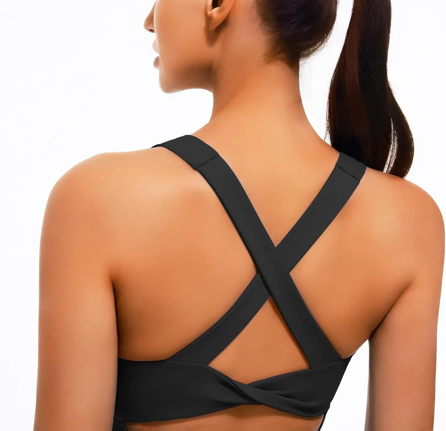 Smooth Workout Tank Top with Built-in Bra Cross Back Athletic Yoga Tops Stretchy Sports Camisole for Gym Pilates