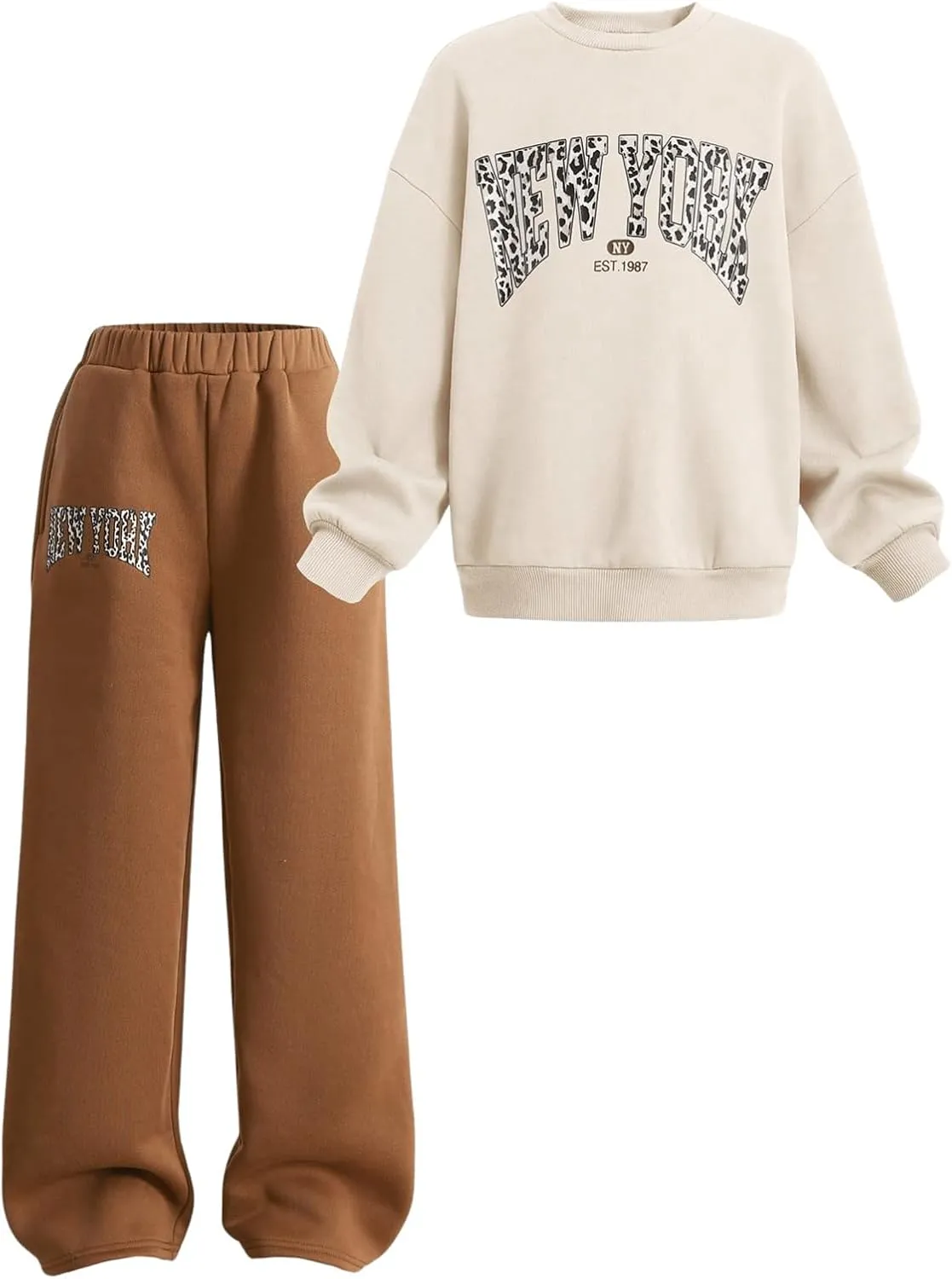 SOLY HUX Cute Clothes for Girls Sweatsuit Sets Crewneck Casual Sweatpants 2 Piece Outfits Sweatshirt and Pants